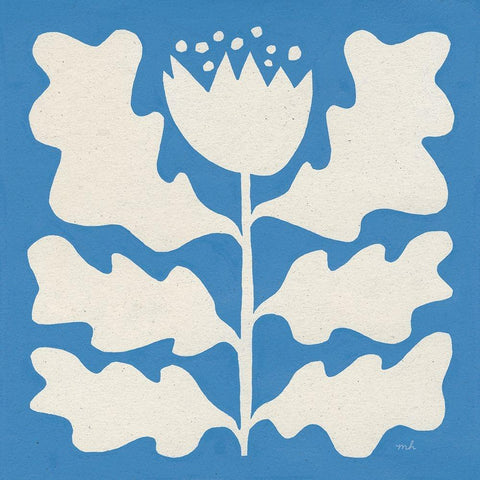 Delighted I Blue White Modern Wood Framed Art Print by Hershey, Moira