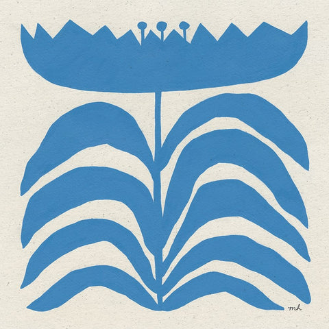 Delighted III Blue White Modern Wood Framed Art Print with Double Matting by Hershey, Moira