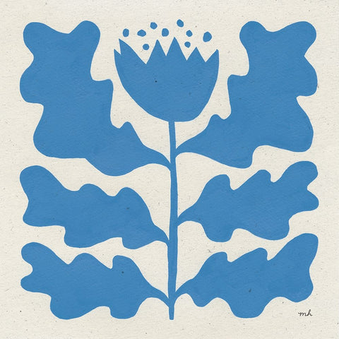 Delighted IV Blue White Modern Wood Framed Art Print with Double Matting by Hershey, Moira