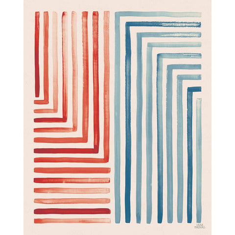 Red and Blue Sunset III Black Modern Wood Framed Art Print with Double Matting by Marshall, Laura