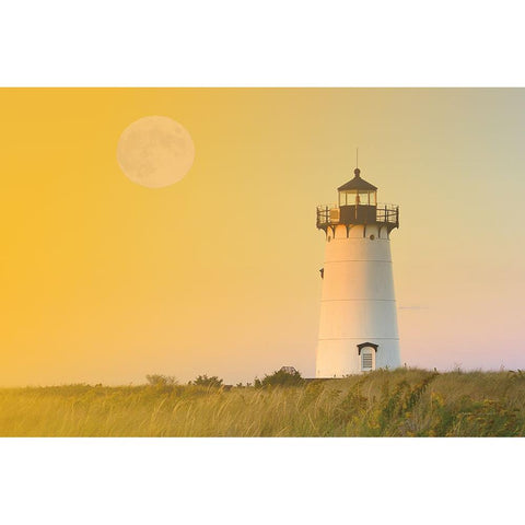Moon over Marthas Vineyard Yellow White Modern Wood Framed Art Print by Gendreau, Katherine