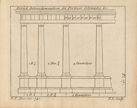 Architectural Drawings V Black Ornate Wood Framed Art Print with Double Matting by Wild Apple Portfolio