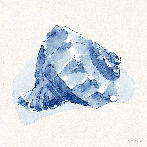 Seaside X Blue Gold Ornate Wood Framed Art Print with Double Matting by Grove, Beth