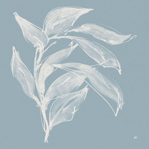 Branch I Slate Blue White Modern Wood Framed Art Print by Paschke, Chris