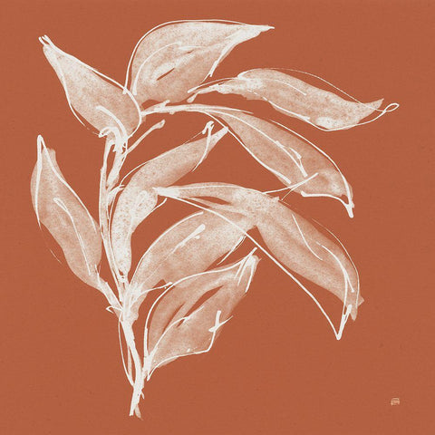 Branch I Terracotta White Modern Wood Framed Art Print by Paschke, Chris