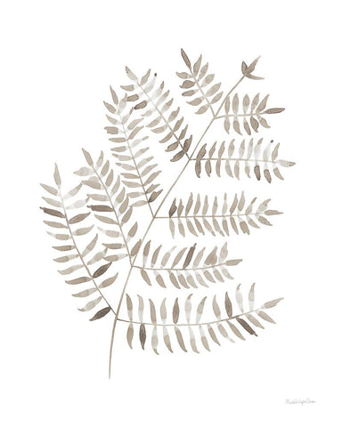 Woodland Fern Khaki White Modern Wood Framed Art Print with Double Matting by Charro, Mercedes Lopez