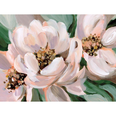 Blush Peonies White Modern Wood Framed Art Print by Pete, Katrina