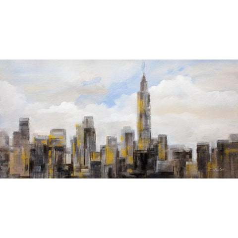 Manhattan Clouds White Modern Wood Framed Art Print by Vassileva, Silvia