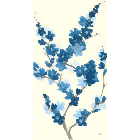 Blue Branch II v2 Crop White Modern Wood Framed Art Print by Paschke, Chris