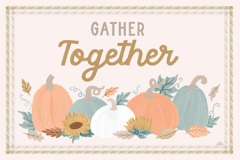 Festive Friendsgiving I White Modern Wood Framed Art Print with Double Matting by Marshall, Laura