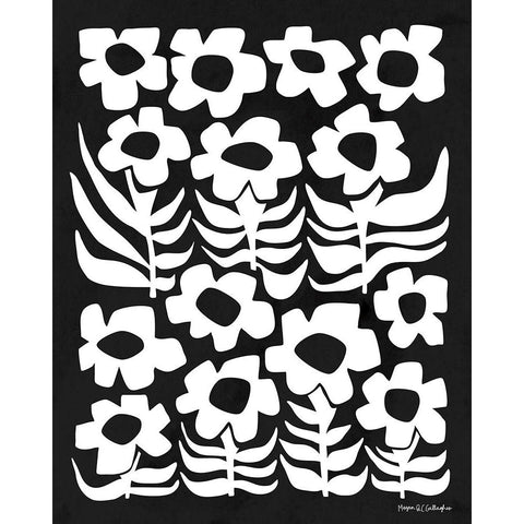 Flower Power III WB Black Modern Wood Framed Art Print with Double Matting by Gallagher, Megan