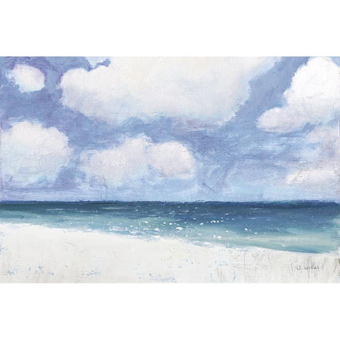 Seascape IV Blue Crop White Modern Wood Framed Art Print by Wiens, James