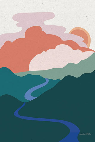 Hills and Valleys I Light v2 White Modern Wood Framed Art Print with Double Matting by Miller, Sara Zieve