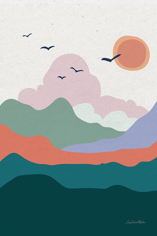 Hills and Valleys II v2 Black Ornate Wood Framed Art Print with Double Matting by Miller, Sara Zieve