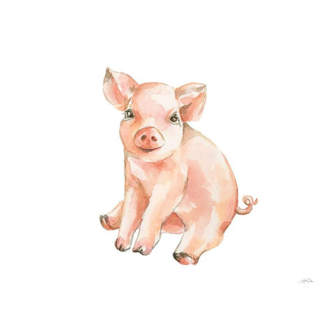 Sweet Piggy Sitting Gold Ornate Wood Framed Art Print with Double Matting by Pete, Katrina