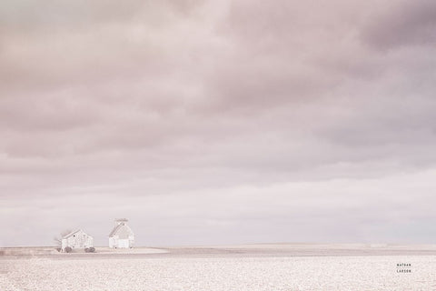 Storm Barn Bright White Modern Wood Framed Art Print with Double Matting by Larson, Nathan