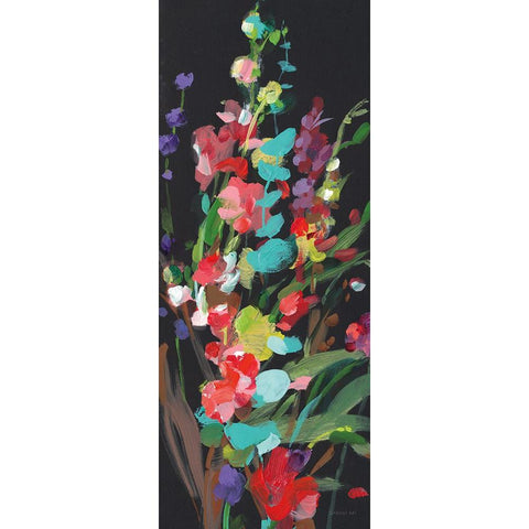 Brightness Flowering Panel II Black Modern Wood Framed Art Print with Double Matting by Nai, Danhui