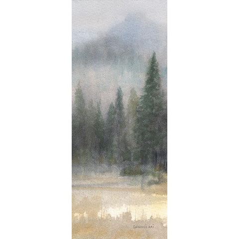 Misty Pines Panel I Black Modern Wood Framed Art Print with Double Matting by Nai, Danhui