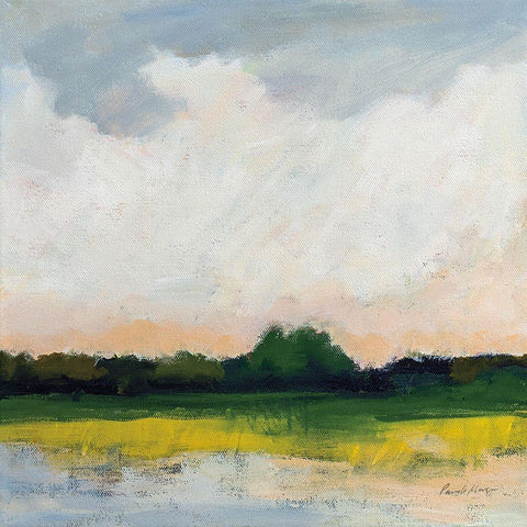 July Morning White Modern Wood Framed Art Print by Munger, Pamela