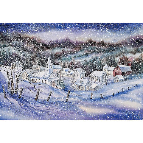 Winter Village Gold Ornate Wood Framed Art Print with Double Matting by McKenna, Kathleen Parr