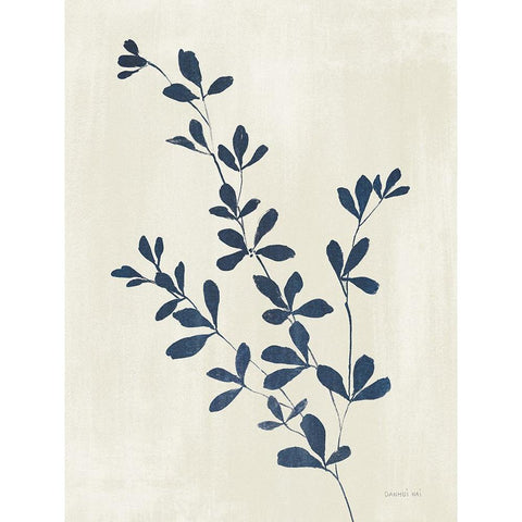 Simple Nature II Indigo Cream Gold Ornate Wood Framed Art Print with Double Matting by Nai, Danhui