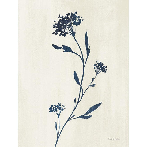 Simple Nature IV Indigo Cream Gold Ornate Wood Framed Art Print with Double Matting by Nai, Danhui