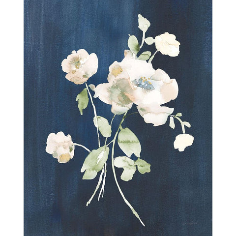 White Florals of Summer III Black Modern Wood Framed Art Print with Double Matting by Nai, Danhui