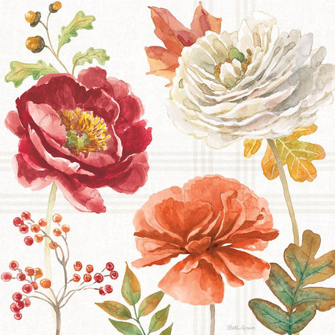 Wooded Harvest IX White Modern Wood Framed Art Print with Double Matting by Grove, Beth