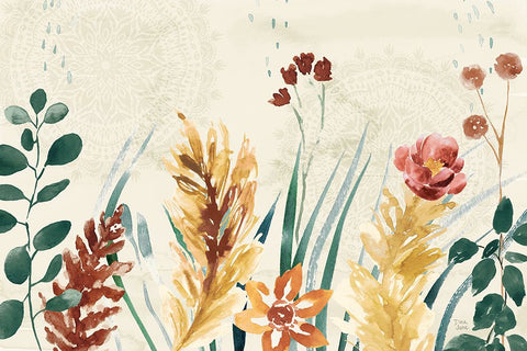 Autumnal Garden I White Modern Wood Framed Art Print with Double Matting by June, Dina