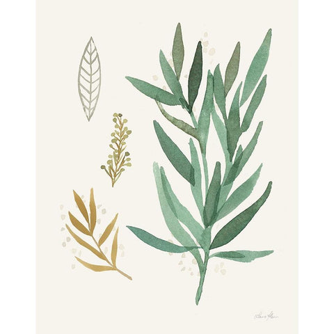 Leaf and Stem IV Gold Ornate Wood Framed Art Print with Double Matting by Horn, Laura