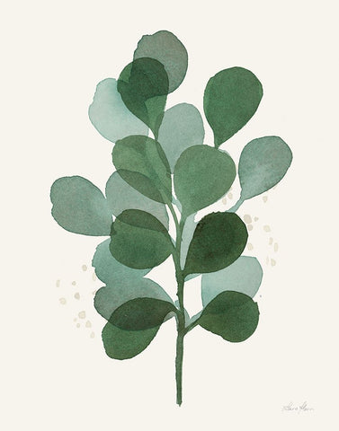 Leaf and Stem V White Modern Wood Framed Art Print with Double Matting by Horn, Laura