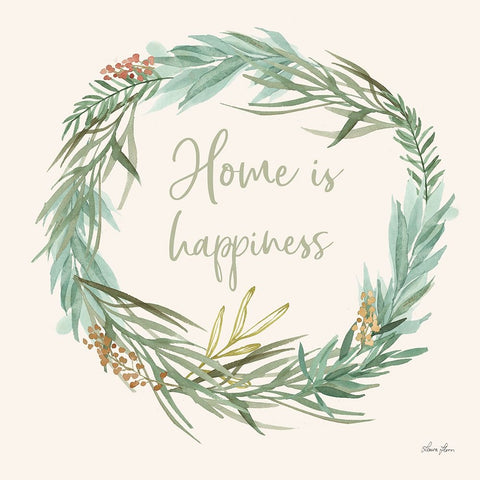 Leaf and Stem Wreath I Black Ornate Wood Framed Art Print with Double Matting by Horn, Laura