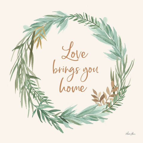 Leaf and Stem Wreath II Black Ornate Wood Framed Art Print with Double Matting by Horn, Laura