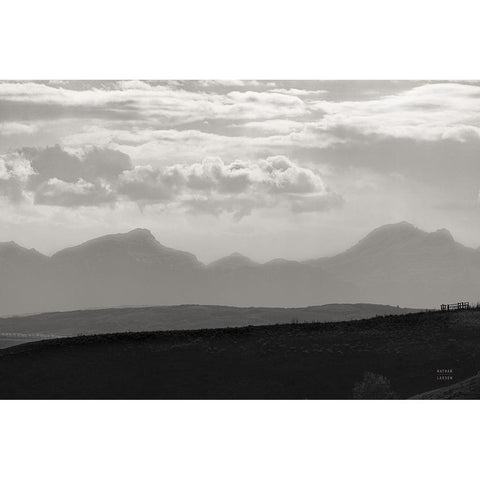 Mountain Layers Black Modern Wood Framed Art Print with Double Matting by Larson, Nathan
