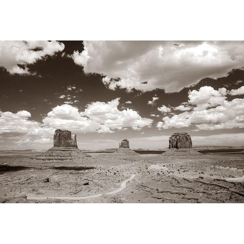 Monument Valley I Sepia Black Modern Wood Framed Art Print with Double Matting by Van Swearingen, Debra