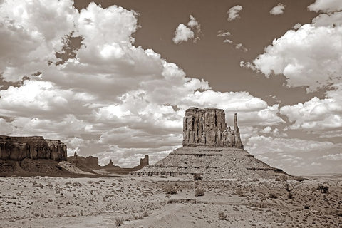 Monument Valley II Sepia White Modern Wood Framed Art Print with Double Matting by Van Swearingen, Debra