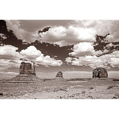 Monument Valley III Sepia Black Modern Wood Framed Art Print with Double Matting by Van Swearingen, Debra