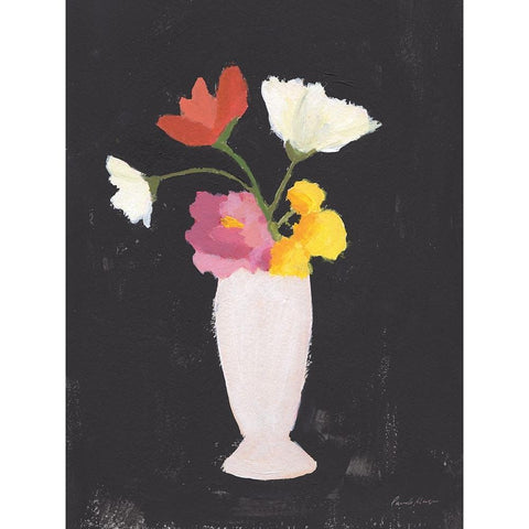 Floral on Black I Black Modern Wood Framed Art Print by Munger, Pamela