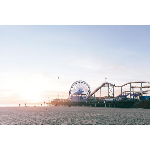 Santa Monica Pier White Modern Wood Framed Art Print by Marshall, Laura