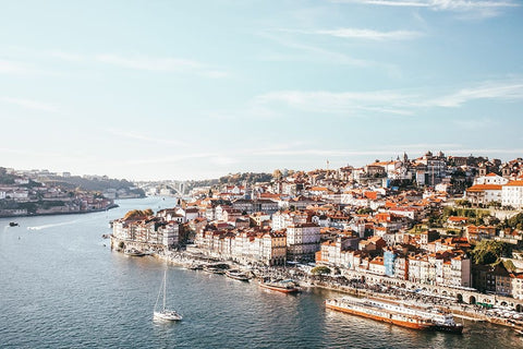 Porto II Black Ornate Wood Framed Art Print with Double Matting by Marshall, Laura