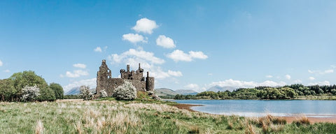 Kilchurn Castle White Modern Wood Framed Art Print with Double Matting by Marshall, Laura