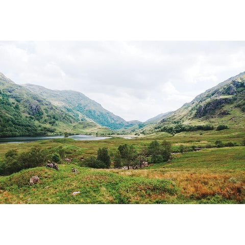 Highland Mountains White Modern Wood Framed Art Print by Marshall, Laura