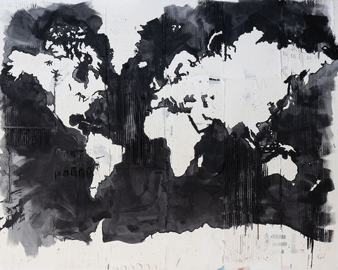 Map of the World Black Ornate Wood Framed Art Print with Double Matting by Youngstrom, Kent