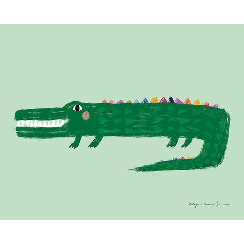 Crocodile White Modern Wood Framed Art Print by Kucwaj-Tybur, Kasia