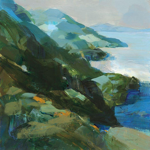 Rocky Shoreline I Gold Ornate Wood Framed Art Print with Double Matting by Nai, Danhui