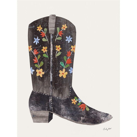 Western Cowgirl Boot III White Modern Wood Framed Art Print by Prahl, Courtney