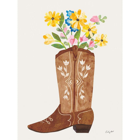 Western Cowgirl Boot VI White Modern Wood Framed Art Print by Prahl, Courtney