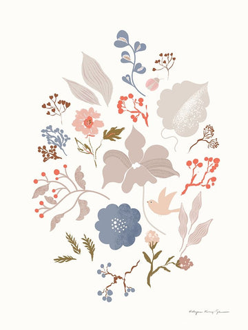 Fleurette II White Modern Wood Framed Art Print with Double Matting by Kucwaj-Tybur, Kasia