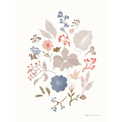 Fleurette II Black Modern Wood Framed Art Print with Double Matting by Kucwaj-Tybur, Kasia