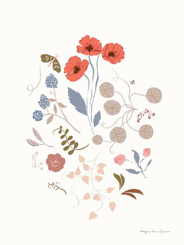 Fleurette III White Modern Wood Framed Art Print with Double Matting by Kucwaj-Tybur, Kasia